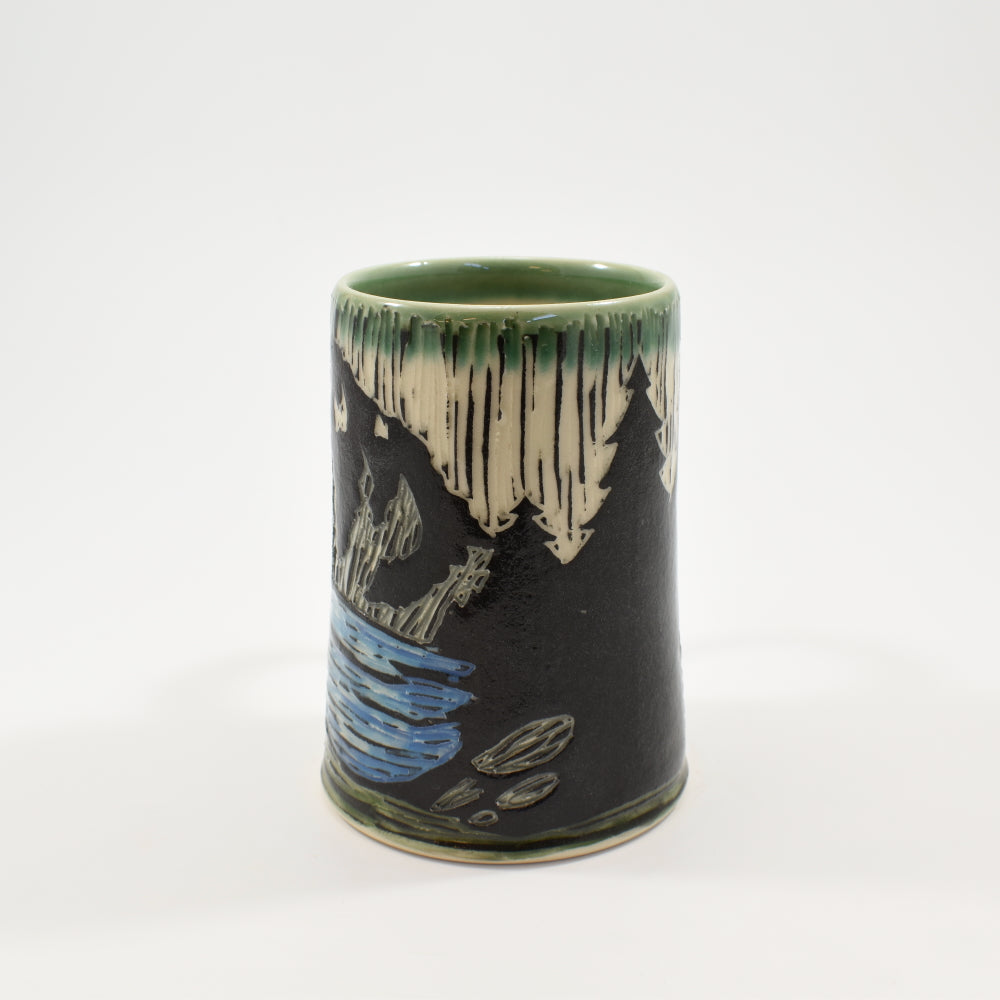 Mountain Lake with Cabin Mug - Green