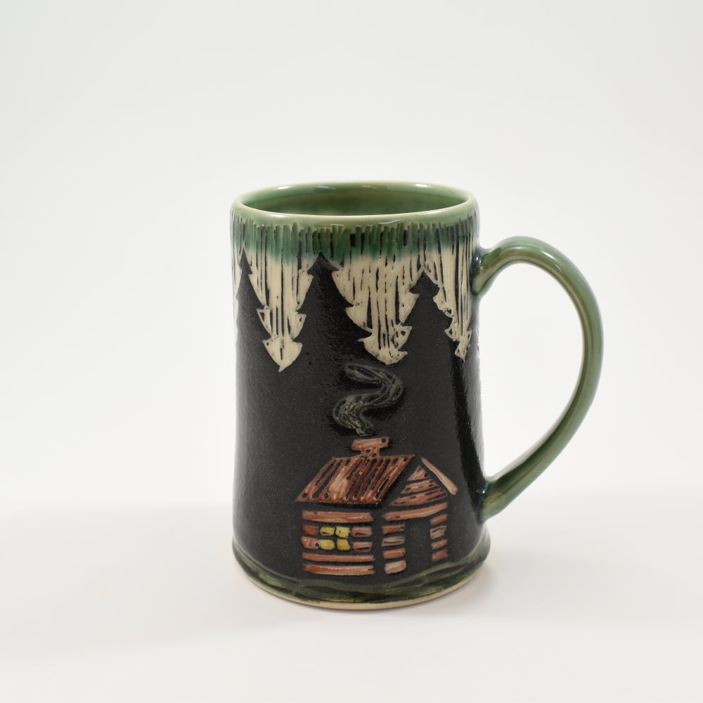 Mountain Lake with Cabin Mug - Green