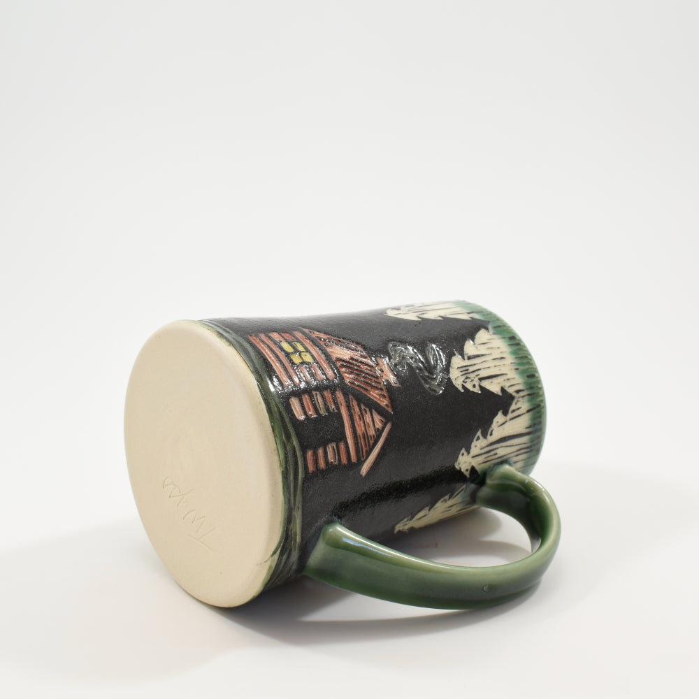 Mountain Lake with Cabin Mug - Green