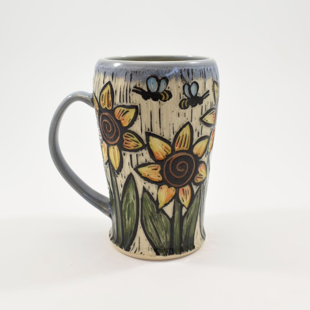 Sunflower Tall Mug - Light Blue