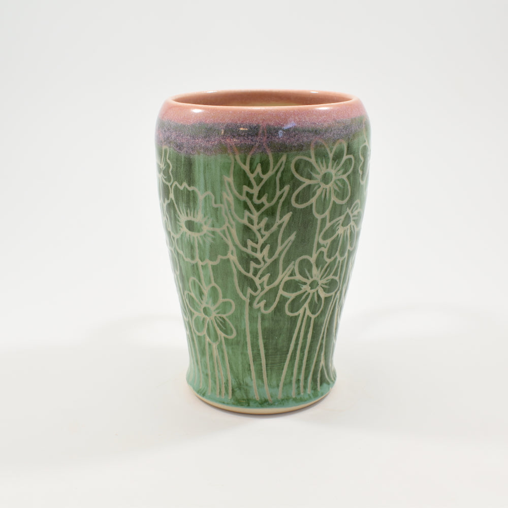 Spring Flower Monochrome Mishima Tall Mug - Pink