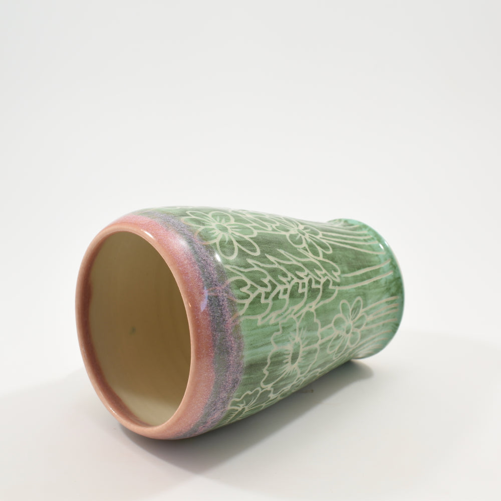 Spring Flower Monochrome Mishima Tall Mug - Pink