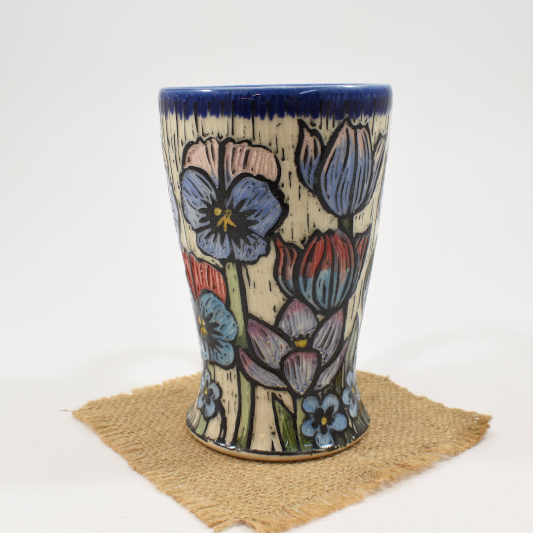Spring Flower Tall Mug - Cobalt