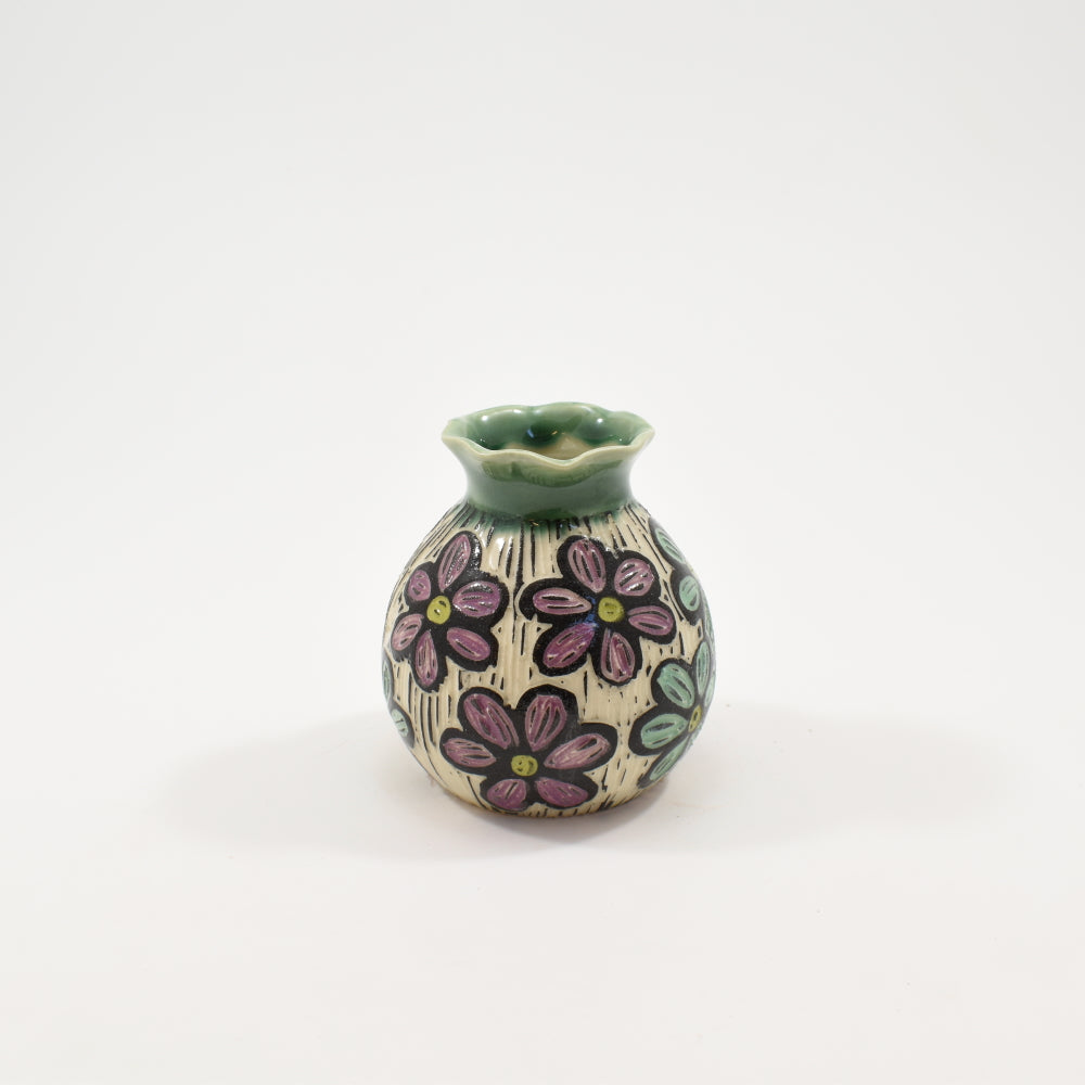 Rainbow Daisy Bud Vase - Green
