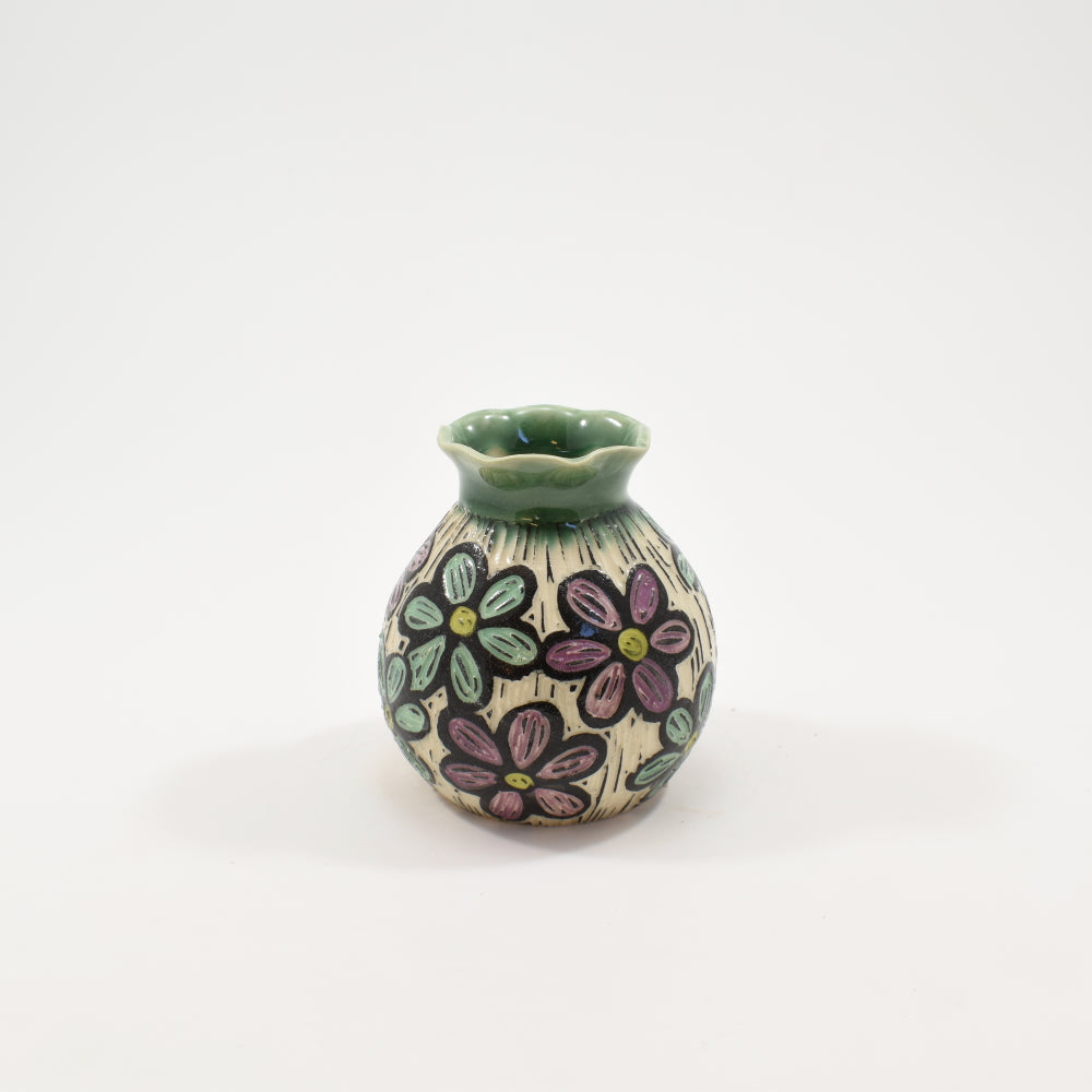 Rainbow Daisy Bud Vase - Green