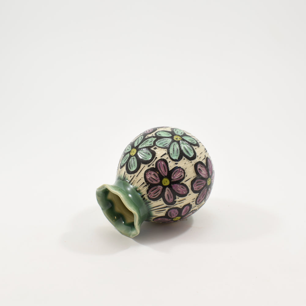 Rainbow Daisy Bud Vase - Green