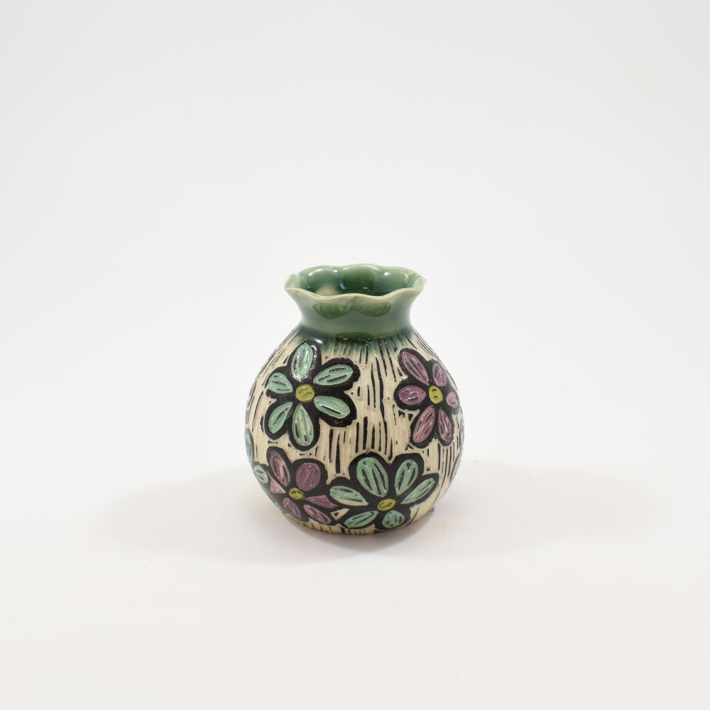 Rainbow Daisy Bud Vase - Green
