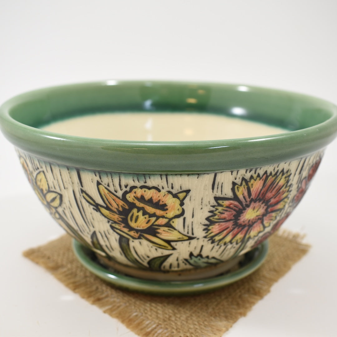 Spring Flower Berry Bowl - Green