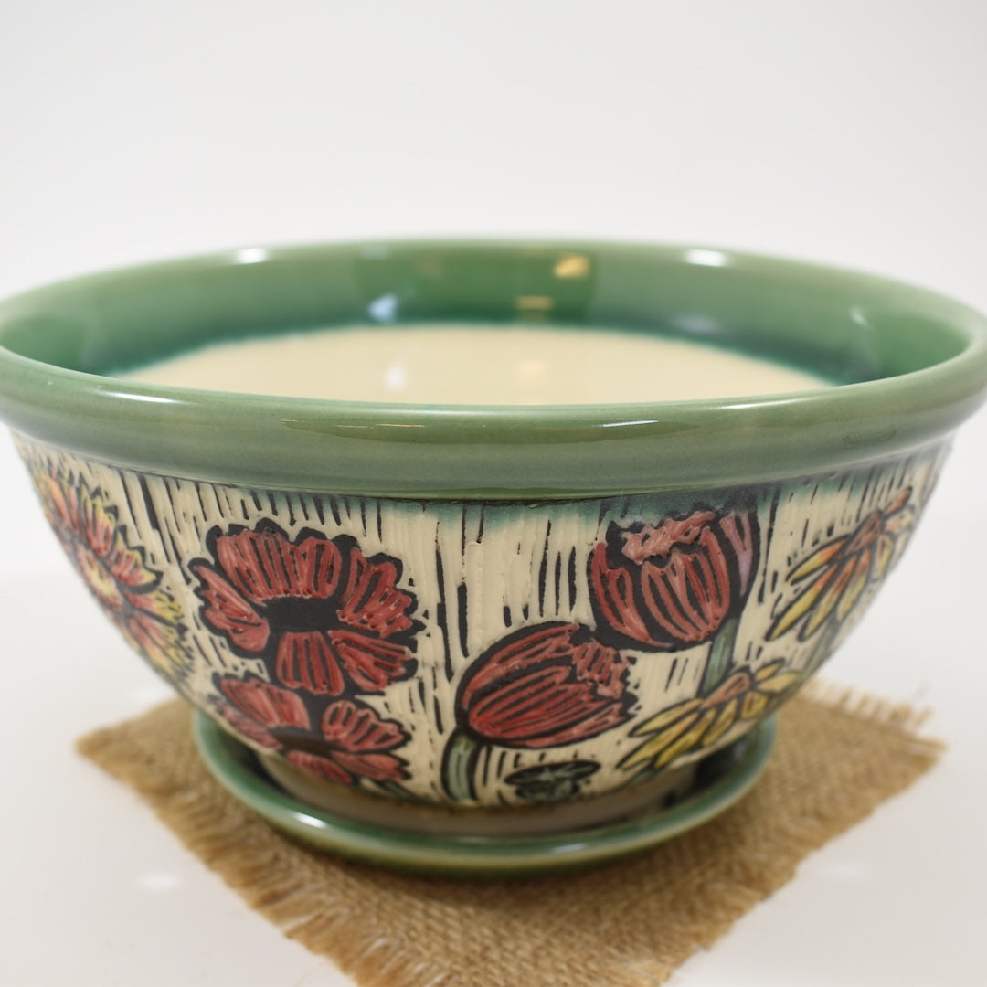 Spring Flower Berry Bowl - Green