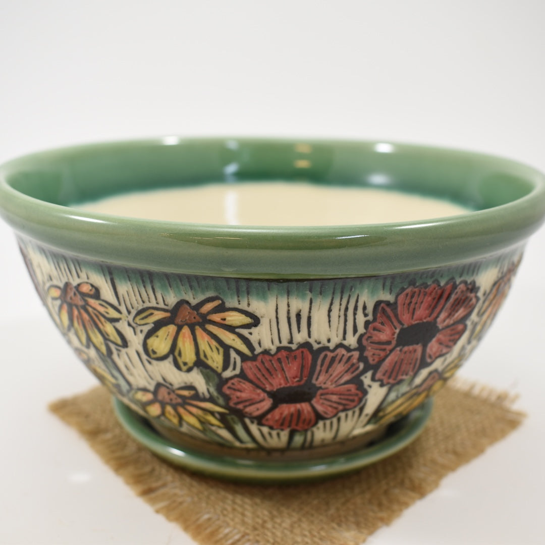 Spring Flower Berry Bowl - Green