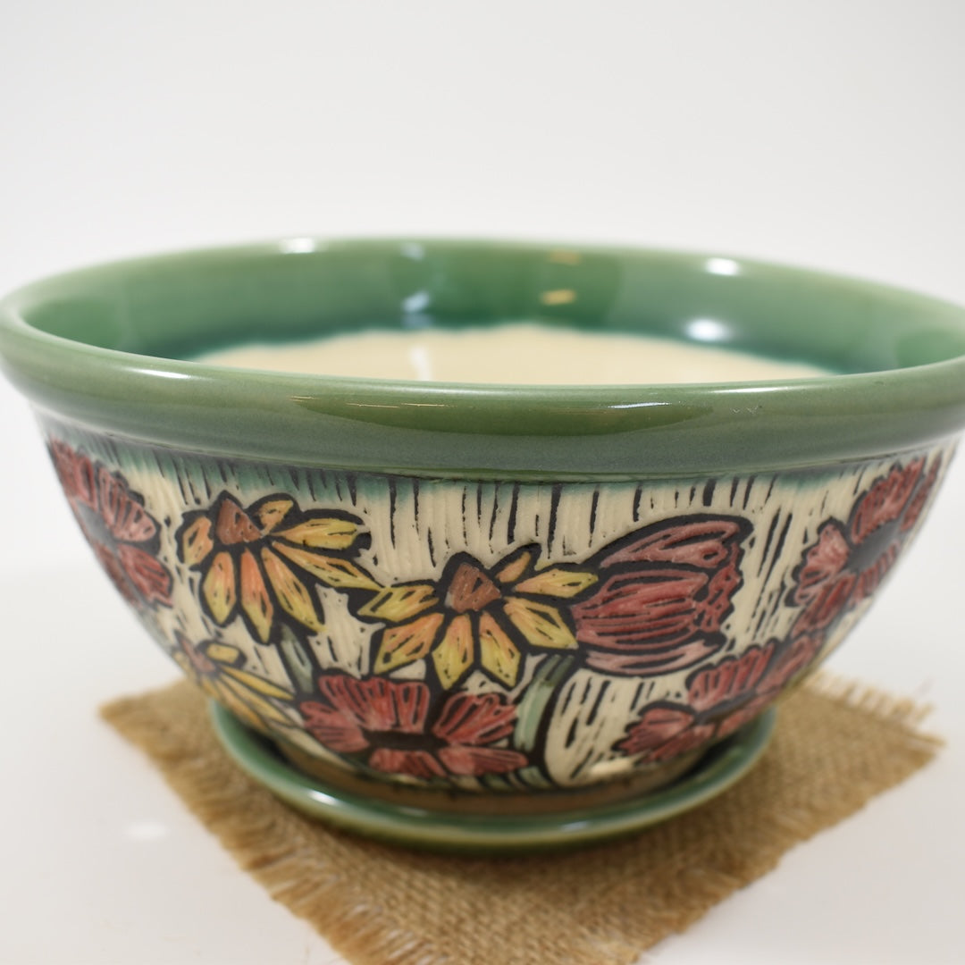 Spring Flower Berry Bowl - Green