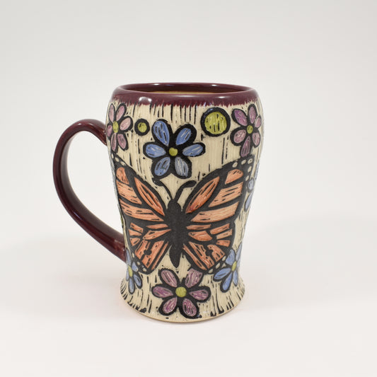 Monarch Butterfly Mug Tall - Purple