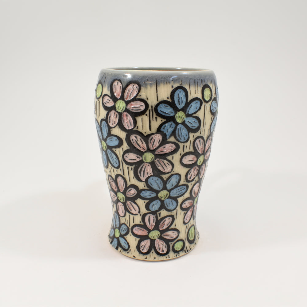 Rainbow Daisy Flower Tall Mug - Light Blue