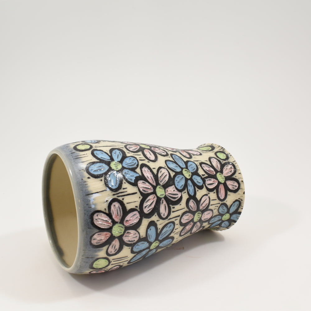 Rainbow Daisy Flower Tall Mug - Light Blue