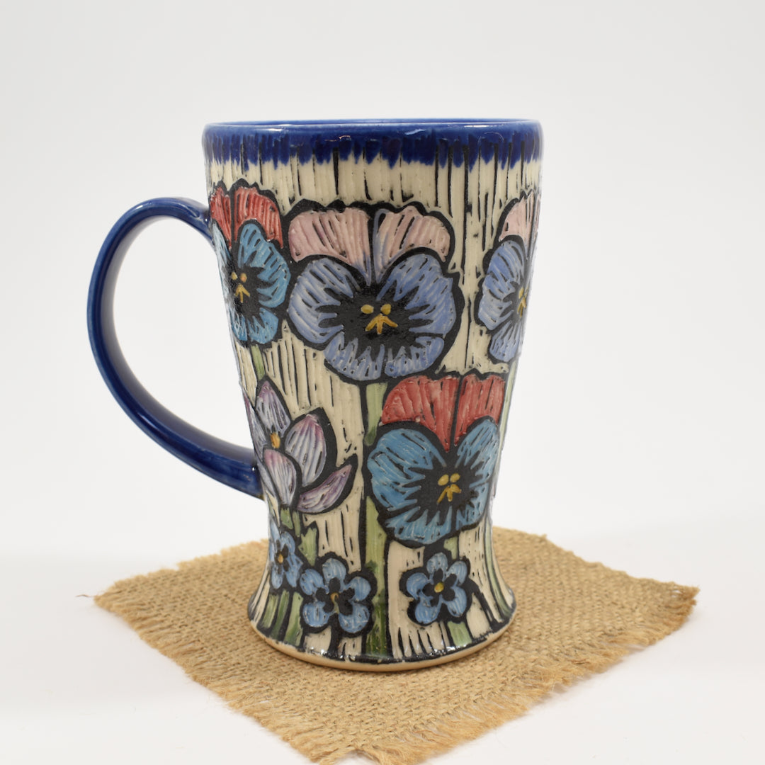 Spring Flower Tall Mug  - Cobalt
