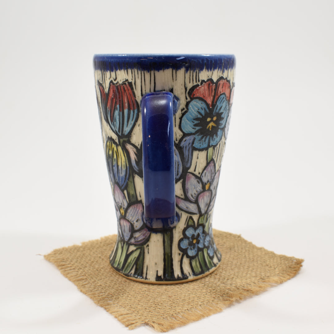 Spring Flower Tall Mug  - Cobalt