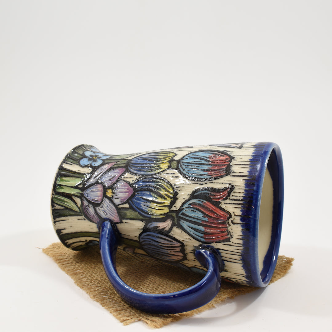 Spring Flower Tall Mug  - Cobalt