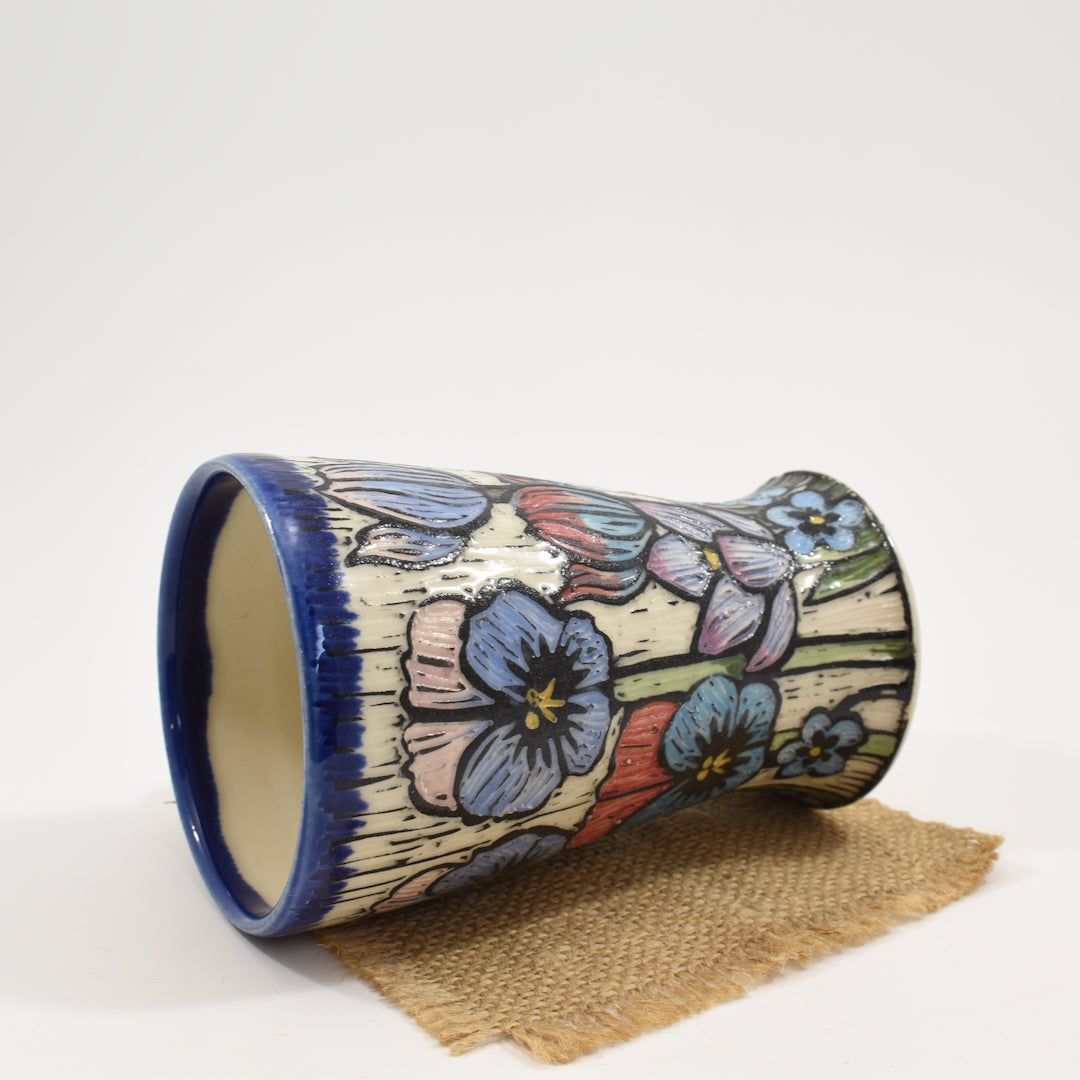 Spring Flower Tall Mug  - Cobalt