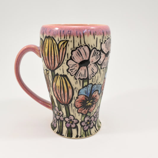 Spring Flower Mug Tall - Pink