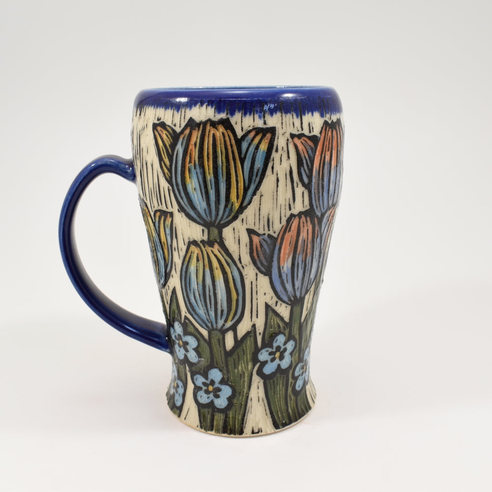 Spring Flower Tall Mug  - Cobalt 1