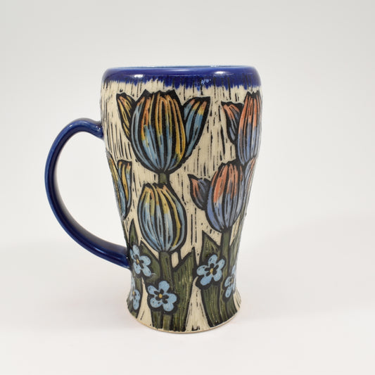 Spring Flower Tall Mug  - Cobalt 1