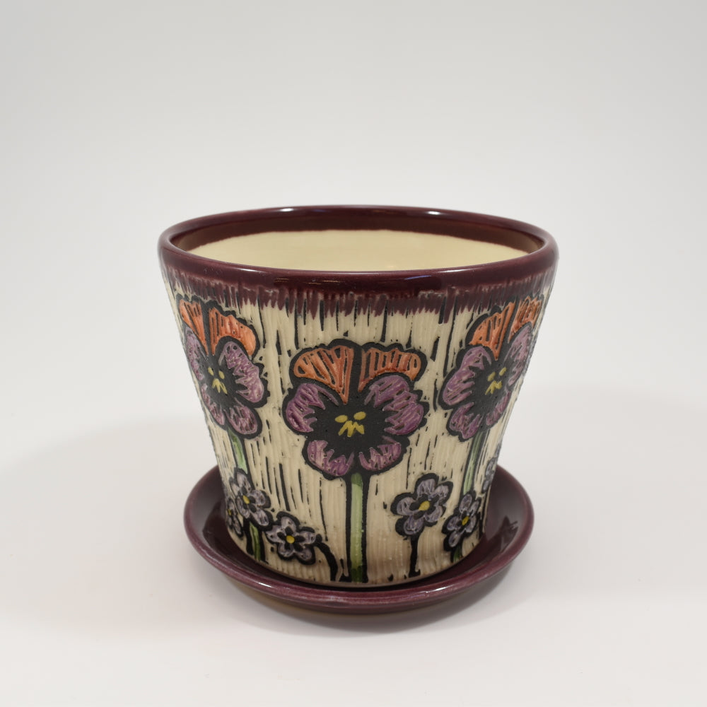 Pansy Plant Pot - Purple