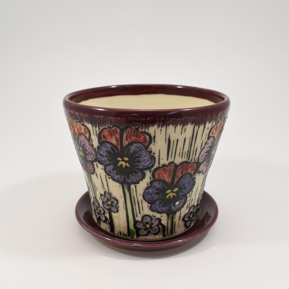 Pansy Plant Pot - Purple