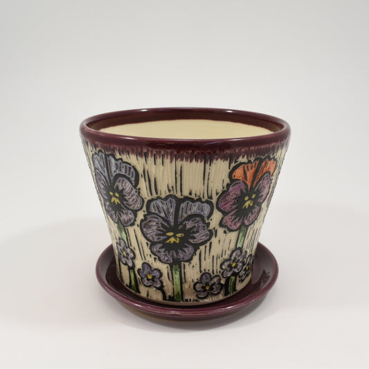 Pansy Plant Pot - Purple