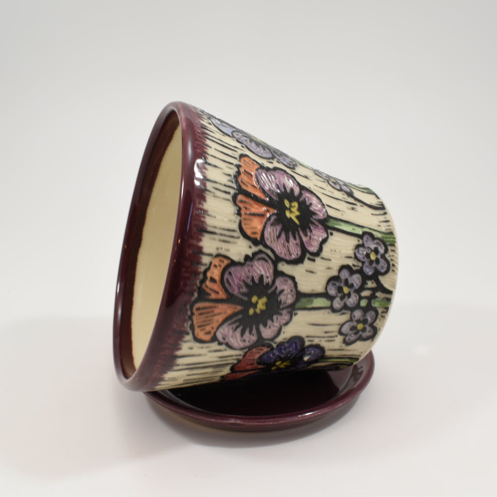 Pansy Plant Pot - Purple