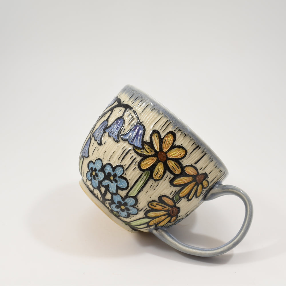 Spring Flowers Teacup - Light Blue