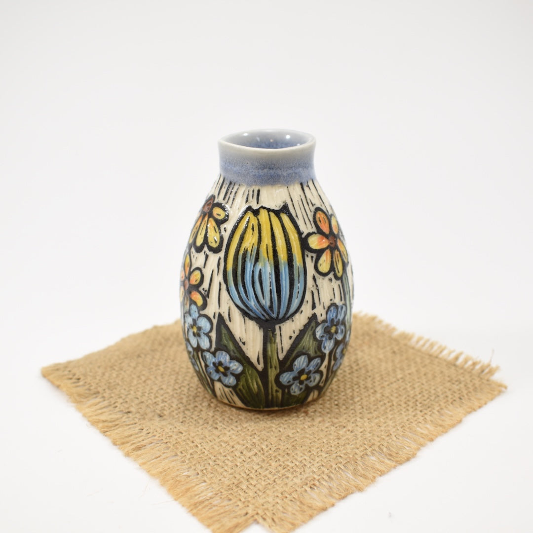 Spring Flower Bud Vase - Light Blue